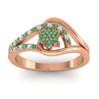 Emerald Fashion Ring In 14K Rose Gold With Aquamarine – Puspin Simple Ring