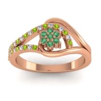 Emerald Fashion Ring In 14K Rose Gold With Lab Diamond And Peridot – Puspin Simple Ring
