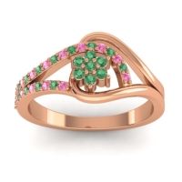 Emerald Fashion Ring In 14K Rose Gold With Pink Tourmaline – Puspin Simple Ring