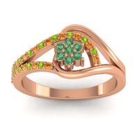 Emerald Fashion Ring In 14K Rose Gold With Peridot And Citrine – Puspin Simple Ring