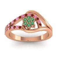 Emerald Fashion Ring In 14K Rose Gold With Pink Tourmaline And Garnet – Puspin Simple Ring