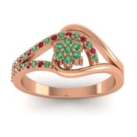 Emerald Fashion Ring In 14K Rose Gold With Ruby – Puspin Simple Ring