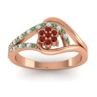 Garnet Fashion Ring In 14K Rose Gold With Aquamarine And Emerald – Puspin Simple Ring