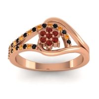 Garnet Fashion Ring In 18K Rose Gold With Citrine And Black Onyx – Puspin Simple Ring