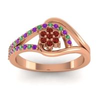 Garnet Fashion Ring In 14K Rose Gold With Emerald And Amethyst – Puspin Simple Ring