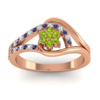 Peridot Fashion Ring In 14K Rose Gold With Aquamarine And Blue Sapphire – Puspin Simple Ring