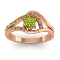 Peridot Fashion Ring In 14K Rose Gold With Citrine And Emerald – Puspin Simple Ring