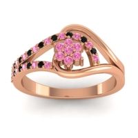 Pink Tourmaline Fashion Ring In 18K Rose Gold With Black Onyx – Puspin Simple Ring