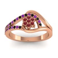 Ruby Fashion Ring In 18K Rose Gold With Amethyst And Black Onyx – Puspin Simple Ring