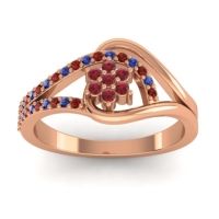 Ruby Fashion Ring In 14K Rose Gold With Blue Sapphire And Garnet – Puspin Simple Ring