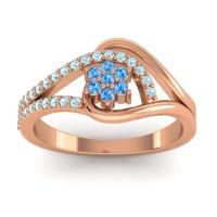 Swiss Blue Topaz Fashion Ring In 14K Rose Gold With Aquamarine – Puspin Simple Ring