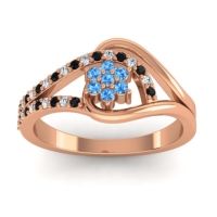 Swiss Blue Topaz Fashion Ring In 18K Rose Gold With Lab Diamond And Black Onyx – Puspin Simple Ring