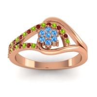Swiss Blue Topaz Fashion Ring In 18K Rose Gold With Garnet And Peridot – Puspin Simple Ring