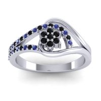 Black Onyx Fashion Ring In 18k White Gold With Blue Sapphire – Puspin Simple Ring
