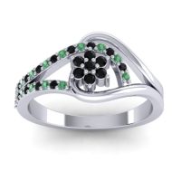 Black Onyx Fashion Ring In 14k White Gold With Emerald – Puspin Simple Ring