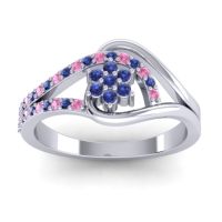 Blue Sapphire Fashion Ring In 14k White Gold With Pink Tourmaline – Puspin Simple Ring