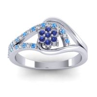Blue Sapphire Fashion Ring In 14k White Gold With Diamond And Swiss Blue Topaz – Puspin Simple Ring