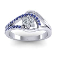 Diamond Fashion Ring In 14k White Gold With Blue Sapphire – Puspin Simple Ring