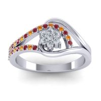 Lab Diamond Fashion Ring In 14k White Gold With Citrine And Ruby – Puspin Simple Ring