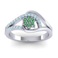 Emerald Fashion Ring In 14k White Gold With Aquamarine – Puspin Simple Ring
