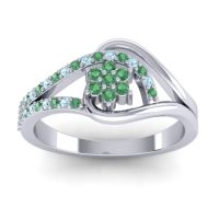 Emerald Fashion Ring In 14k White Gold With Aquamarine – Puspin Simple Ring