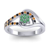 Emerald Fashion Ring In 14k White Gold With Citrine And Black Onyx – Puspin Simple Ring
