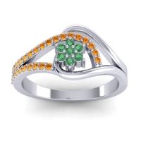 Emerald Fashion Ring In 14k White Gold With Citrine – Puspin Simple Ring