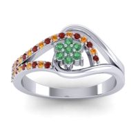 Emerald Fashion Ring In 14k White Gold With Citrine And Garnet – Puspin Simple Ring