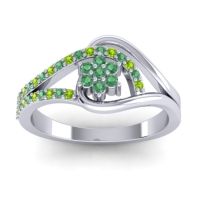 Emerald Fashion Ring In 14k White Gold With Peridot – Puspin Simple Ring