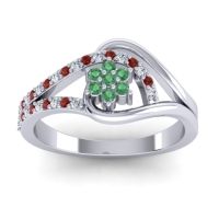 Emerald Fashion Ring In 14k White Gold With Garnet And Lab Diamond – Puspin Simple Ring