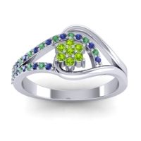 Peridot Fashion Ring In 14k White Gold With Emerald And Blue Sapphire – Puspin Simple Ring