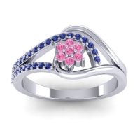 Pink Tourmaline Fashion Ring In 14k White Gold With Blue Sapphire – Puspin Simple Ring