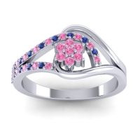 Pink Tourmaline Fashion Ring In 14k White Gold With Blue Sapphire – Puspin Simple Ring