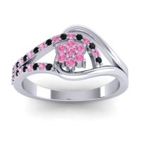 Pink Tourmaline Fashion Ring In 18k White Gold With Black Onyx – Puspin Simple Ring