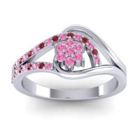 Pink Tourmaline Fashion Ring In 14k White Gold With Ruby – Puspin Simple Ring