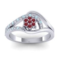 Ruby Fashion Ring In 14k White Gold With Aquamarine And Lab Diamond – Puspin Simple Ring