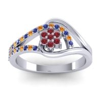 Ruby Fashion Ring In 14k White Gold With Citrine And Blue Sapphire – Puspin Simple Ring