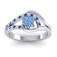 Swiss Blue Topaz Fashion Ring In 14k White Gold With Aquamarine And Blue Sapphire – Puspin Simple Ring