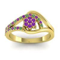 Amethyst Fashion Ring In 14k Yellow Gold With Emerald – Puspin Simple Ring