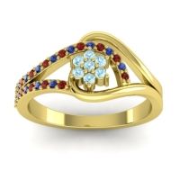 Aquamarine Fashion Ring In 14k Yellow Gold With Blue Sapphire And Garnet – Puspin Simple Ring
