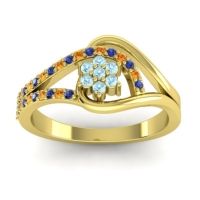 Aquamarine Fashion Ring In 14k Yellow Gold With Citrine And Blue Sapphire – Puspin Simple Ring
