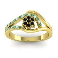 Black Onyx Fashion Ring In 14k Yellow Gold With Aquamarine And Emerald – Puspin Simple Ring