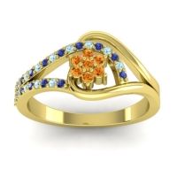 Citrine Fashion Ring In 14k Yellow Gold With Aquamarine And Blue Sapphire – Puspin Simple Ring