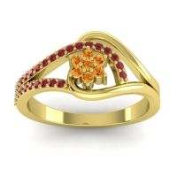 Citrine Fashion Ring In 14k Yellow Gold With Ruby – Puspin Simple Ring