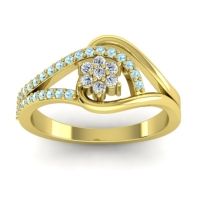 Lab Diamond Fashion Ring In 14k Yellow Gold With Aquamarine – Puspin Simple Ring