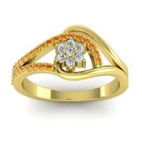 Diamond Fashion Ring In 14k Yellow Gold With Citrine – Puspin Simple Ring