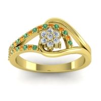 Lab Diamond Fashion Ring In 14k Yellow Gold With Citrine And Emerald – Puspin Simple Ring