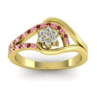 Lab Diamond Fashion Ring In 14k Yellow Gold With Ruby And Pink Tourmaline – Puspin Simple Ring