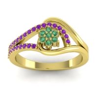 Emerald Fashion Ring In 14k Yellow Gold With Amethyst – Puspin Simple Ring