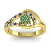 Emerald Fashion Ring In 14k Yellow Gold With Blue Sapphire And Lab Diamond – Puspin Simple Ring
